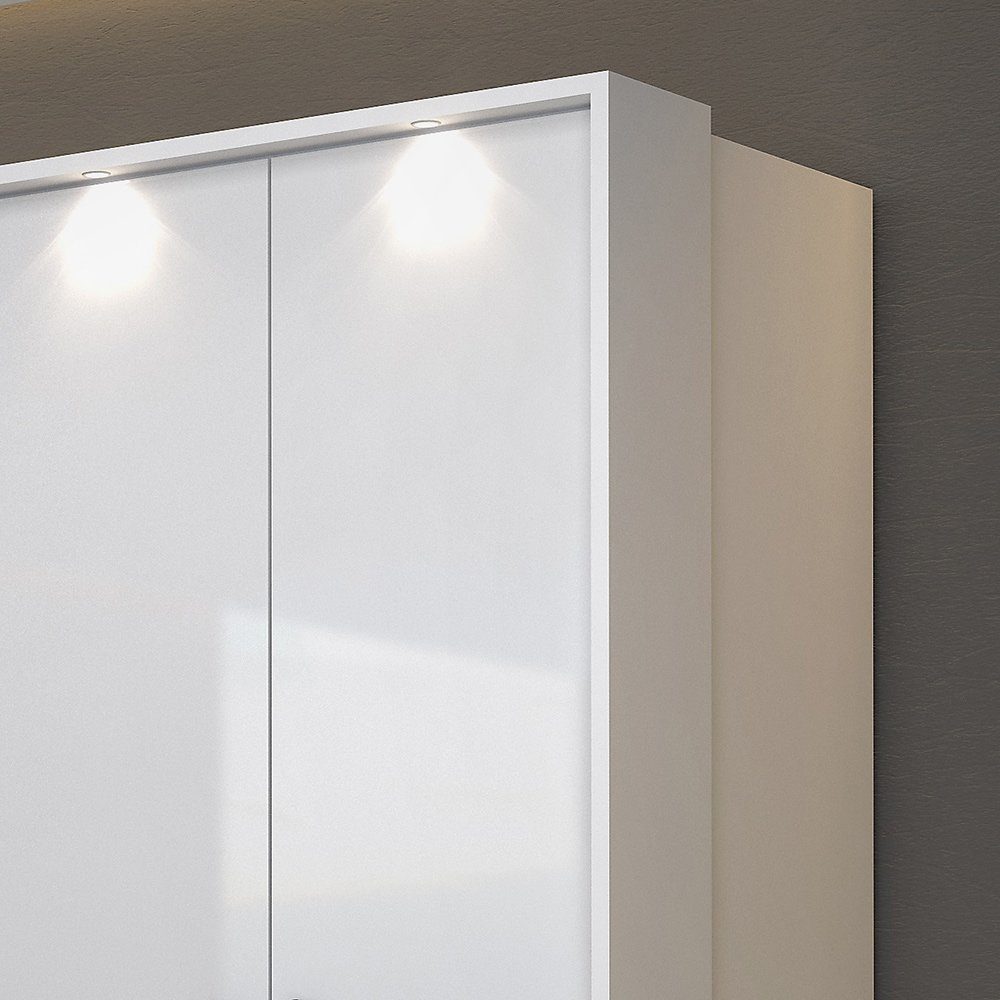 Lomadox Kleiderschrank OLMO-83 weiß, Fronten Hochglanz, günstig online kaufen