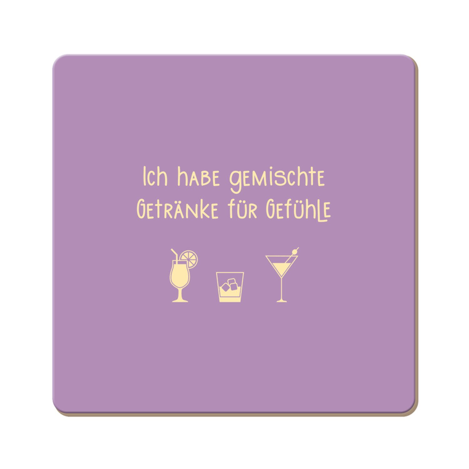 Grafik Werkstatt Getränkeuntersetzer Korkuntersetzer Ich habe gemischte Getränke für Gefühle, 1-tlg.