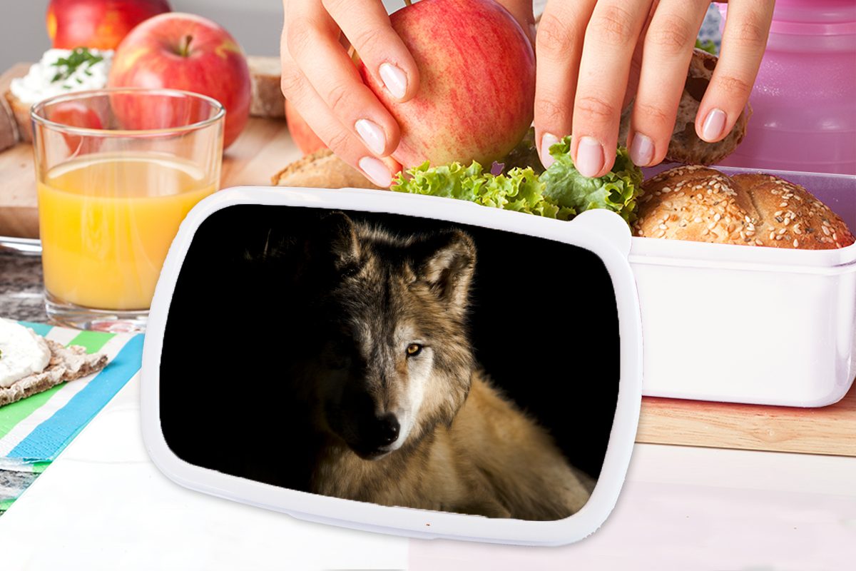 Kunststoff, Lunchbox Mädchen Brotdose, für Polarwolf, Jungs MuchoWow Kinder weiß für Erwachsene, (2-tlg), und Brotbox und