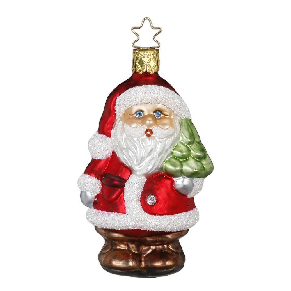 INGE-GLAS® Christbaumschmuck Fröhlicher Santa 10 cm - Hier kommt Santa!