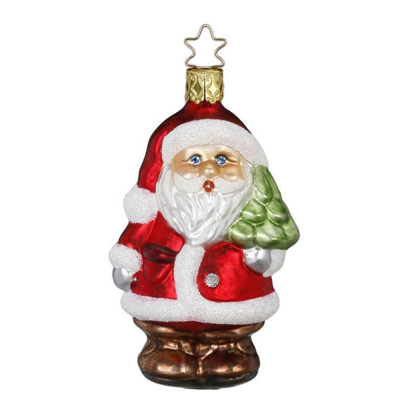 INGE-GLAS® Christbaumschmuck »Fröhlicher Santa 10 cm - Hier kommt Santa!«
