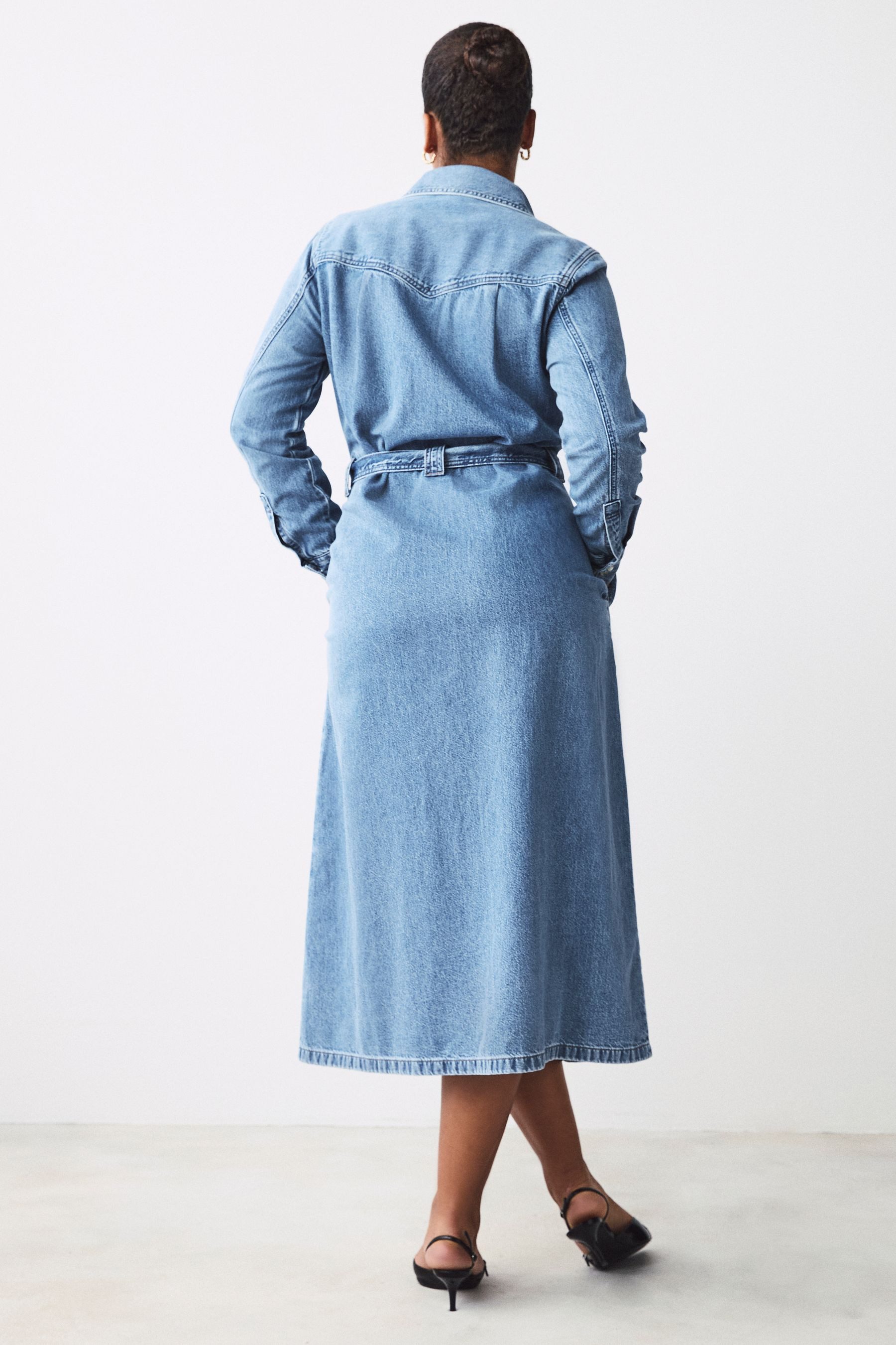 Next Midikleid Western-Jeanskleid Baumwolle für größere günstig online kaufen
