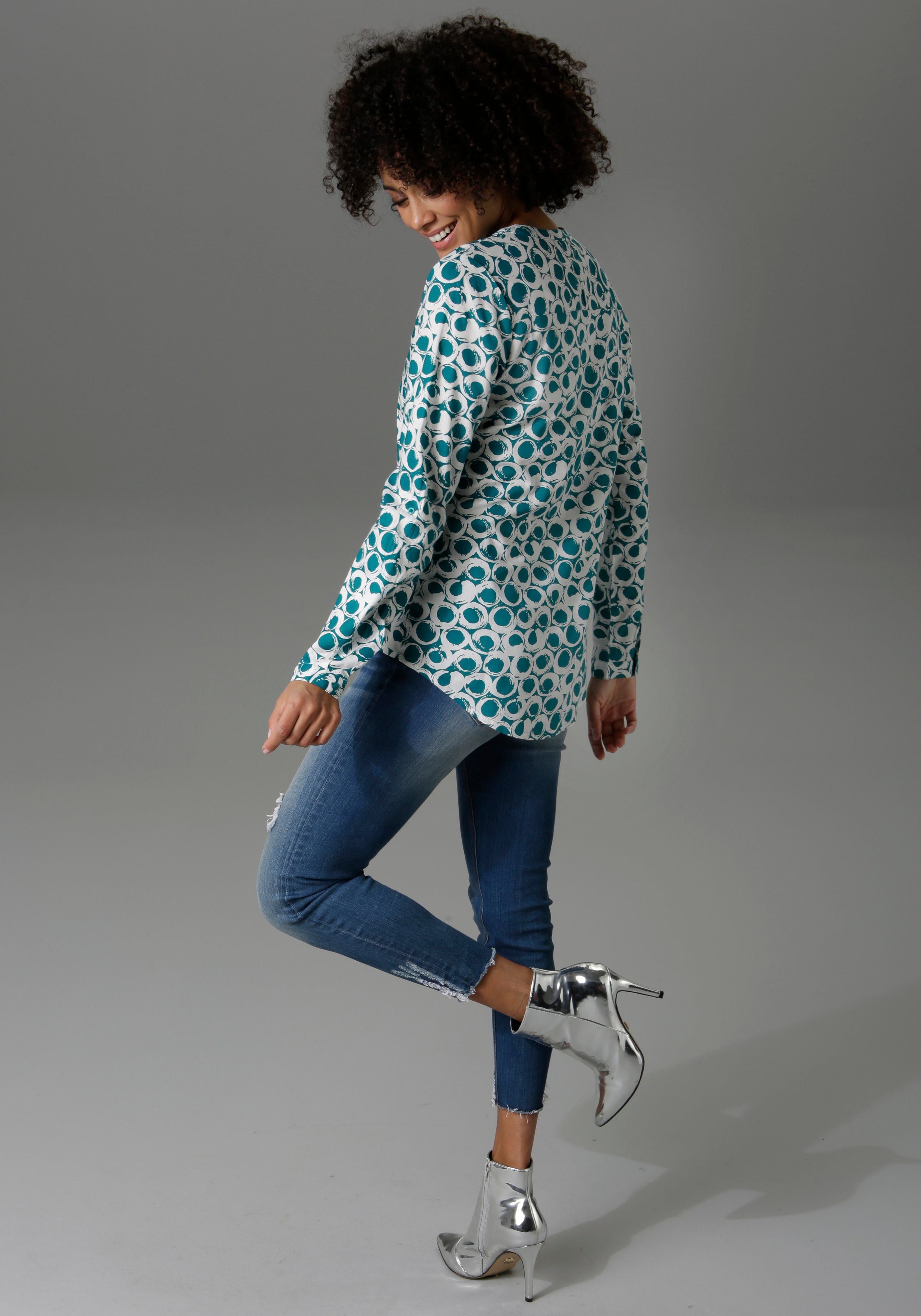 Aniston CASUAL Schlupfbluse mit krempelbaren Ärmeln
