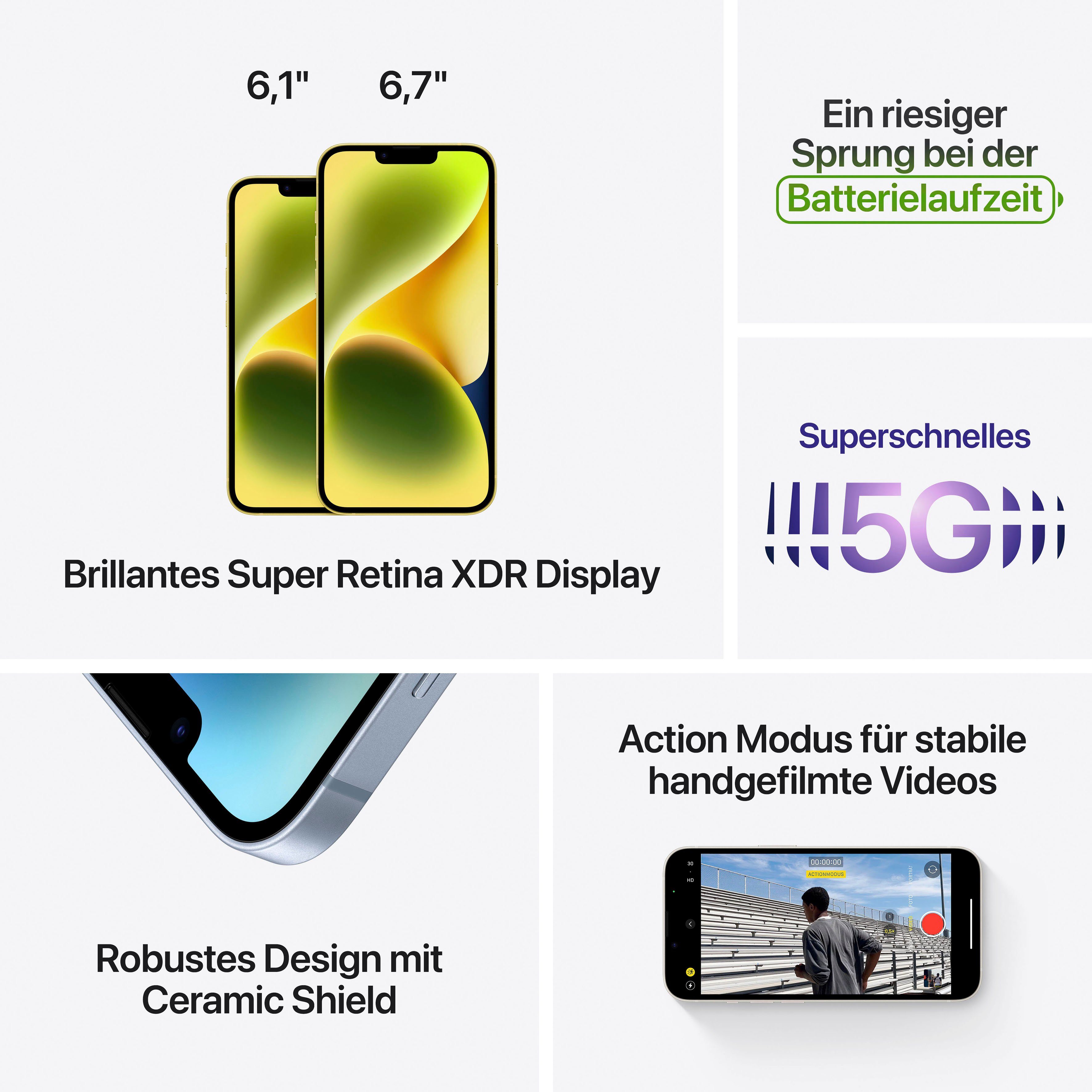 Apple iPhone 14 Plus GB 128GB Speicherplatz, (17 cm/6,7 Zoll, Smartphone 12 MP gelb 128 Kamera)