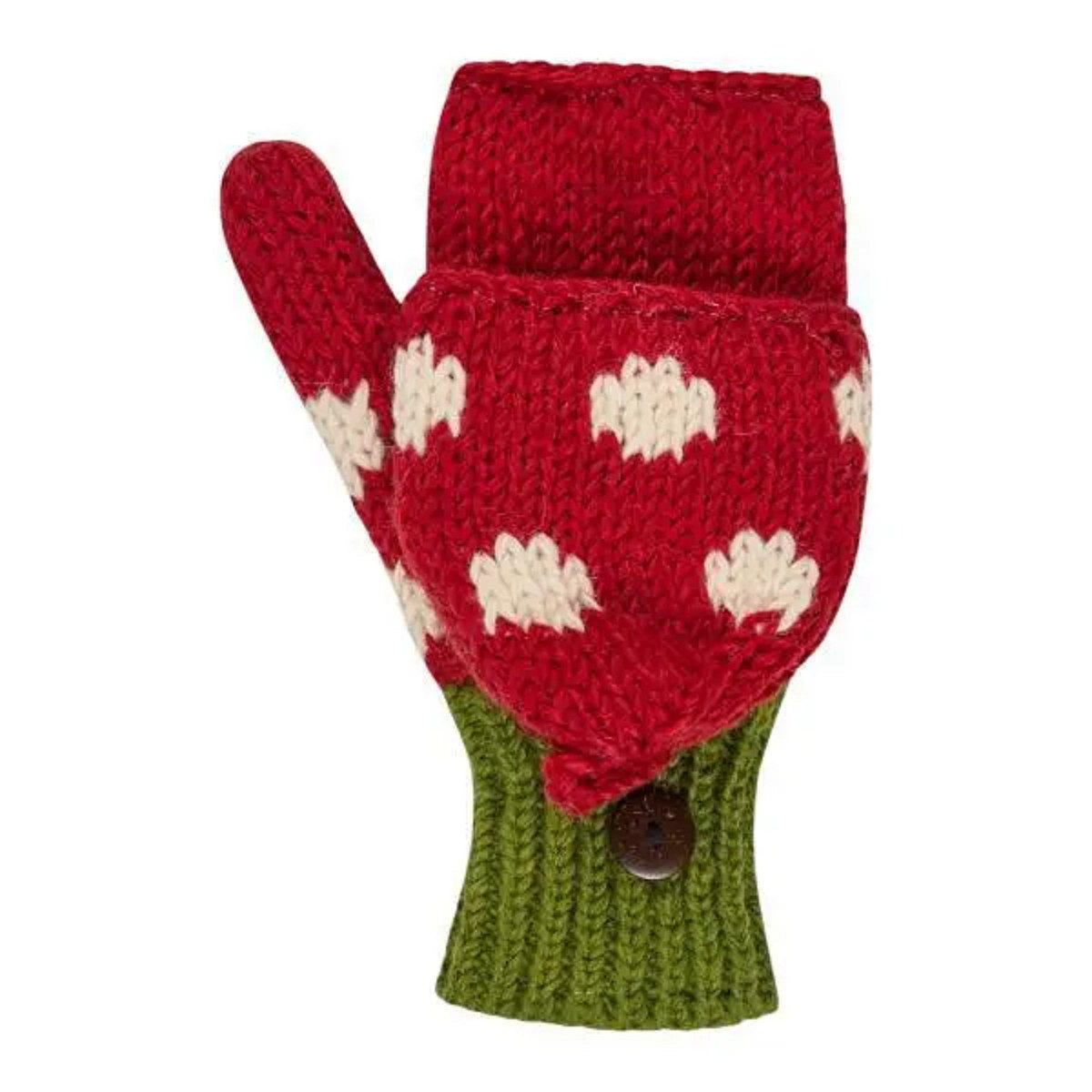 THC Natural Line Strickhandschuhe THC Klapphandschuhe 841 gepunktet (1 Paar, 1-St., 1 Paar) abklappbare Fingerspitzen