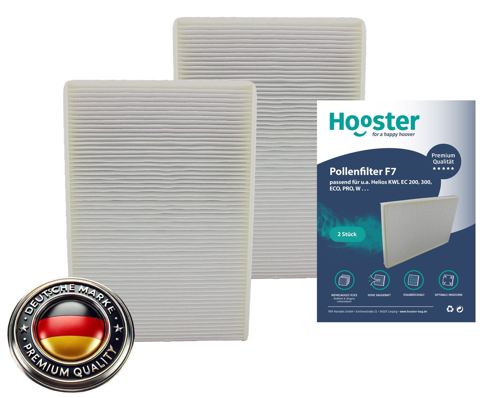 Hooster Luftfilter 2 Filtersets passend für Helios KWL EC 200 / EC 300, 4x Filtermatte G4 und 2x Kompaktfilter F7