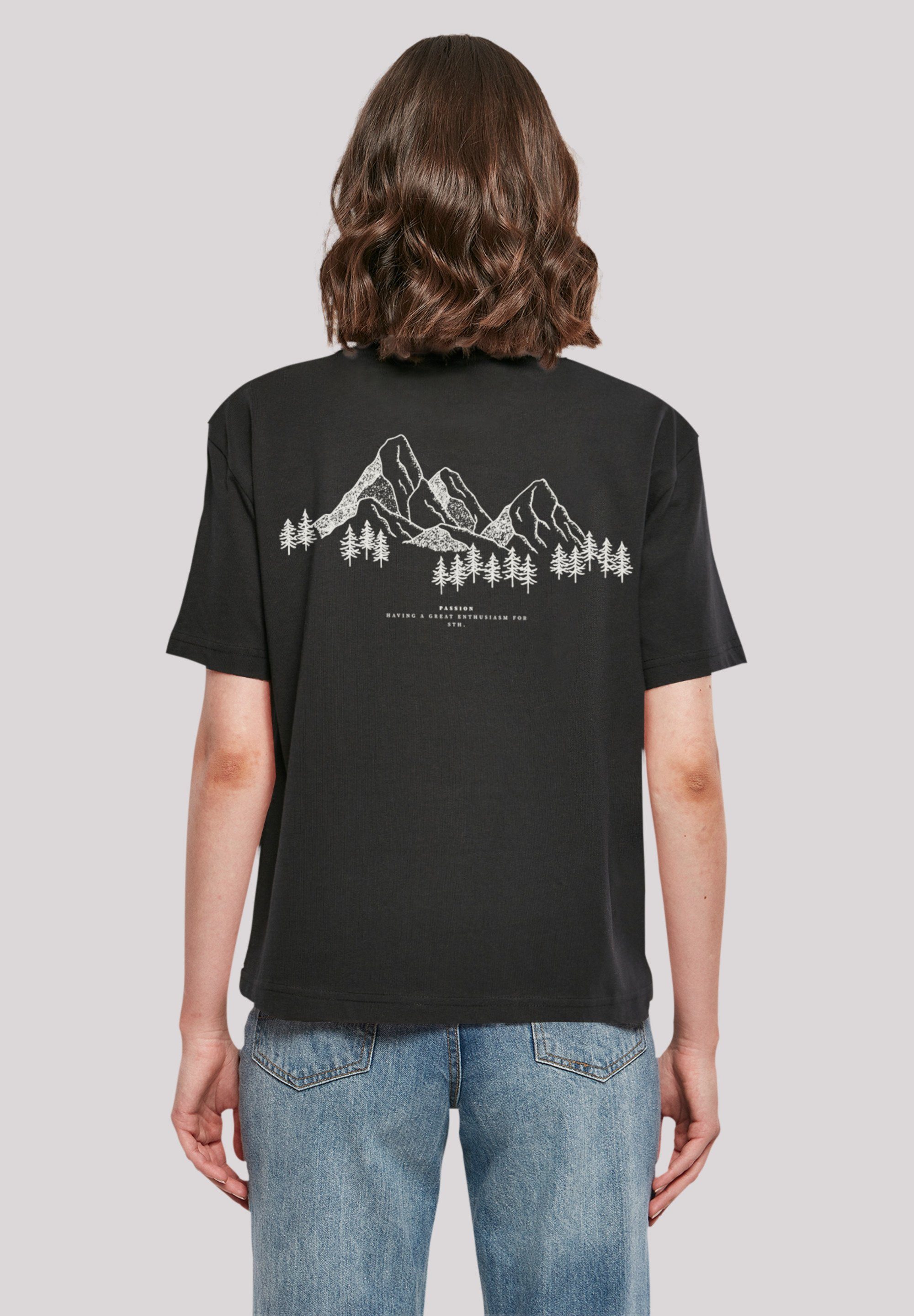 für F4NT4STIC Gerippter Print, T-Shirt stylischen Mountain Look Rundhalsausschnitt