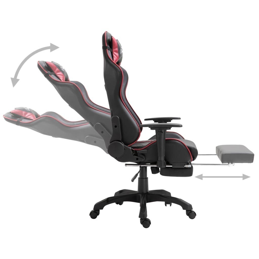 furnicato Gaming-Stuhl mit Fußstütze (1 St) Kunstleder Weinrot