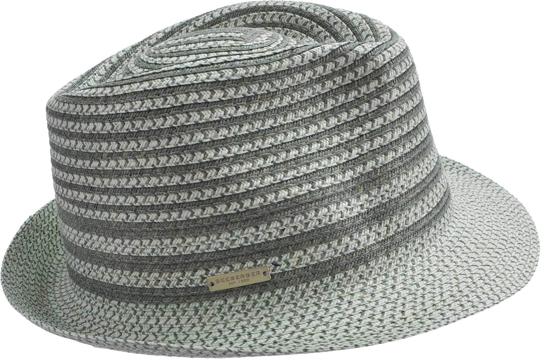 Strohhut Papierborten Trilby mit Streifen 55726-0