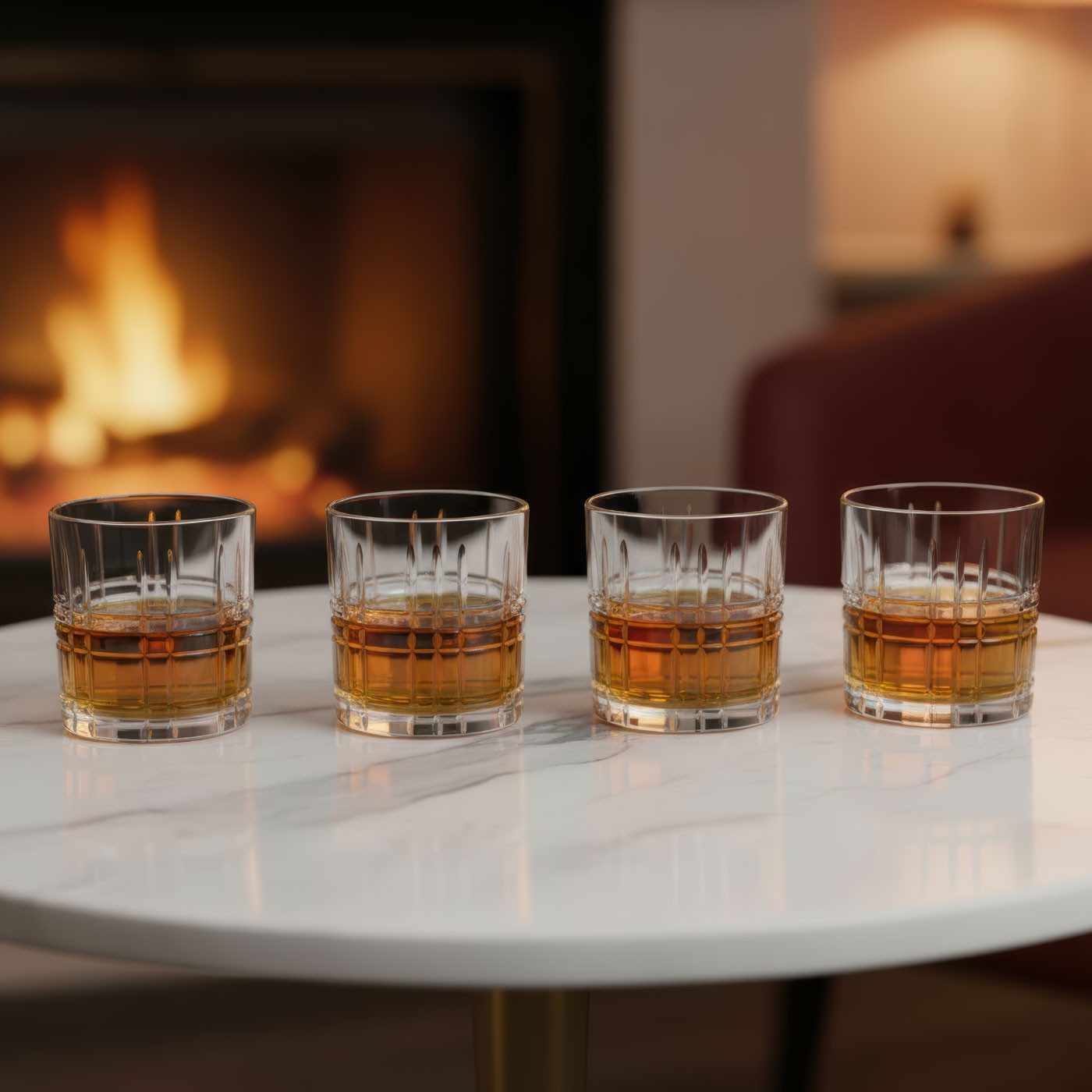 Levandeo® Whiskyglas, 4er Whiskyglas 300ml Klar Trinkglas Karo Muster Rum Gin