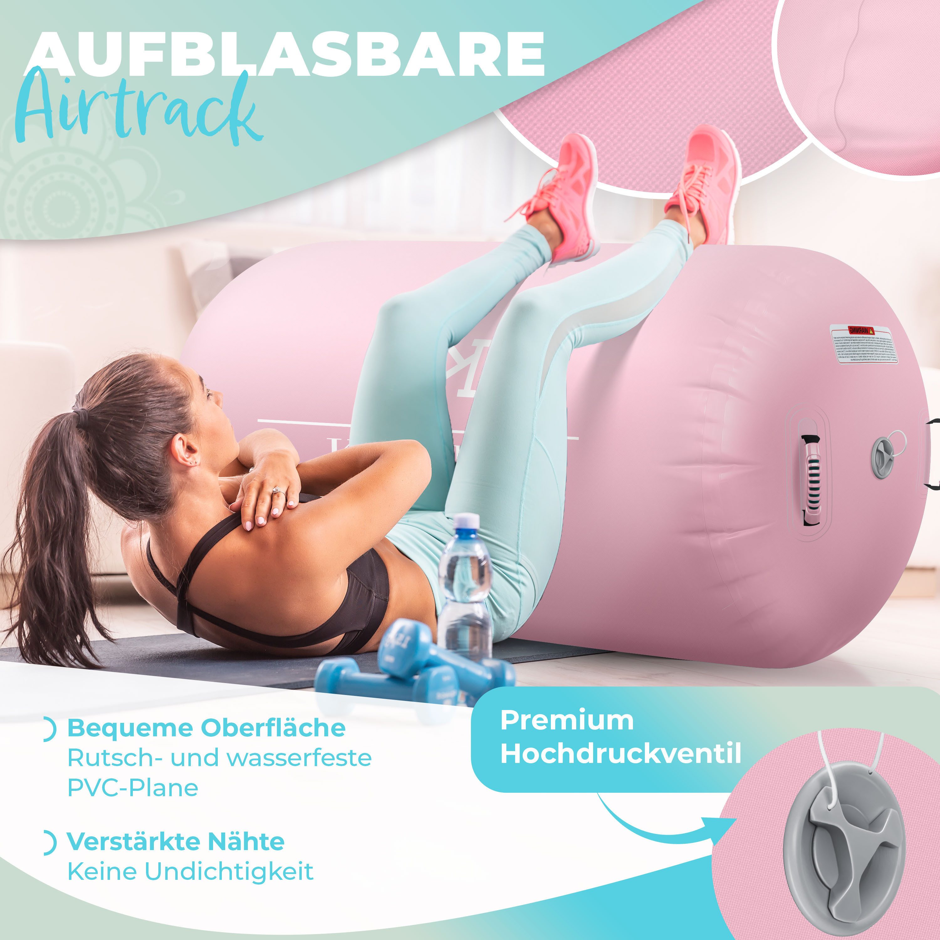 KESSER Gymnastikmatte, Aufblasbare Air Roll Airtrack, Gymnastik-Rolle inkl. Tragetasche