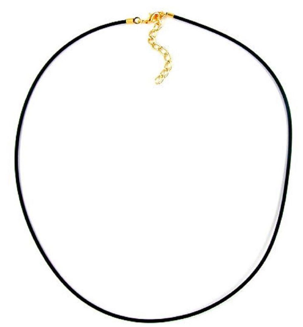 Collier Vollgummikette 2 mm Naturkautschuk schwarz Verschluss goldfarbig 55 cm