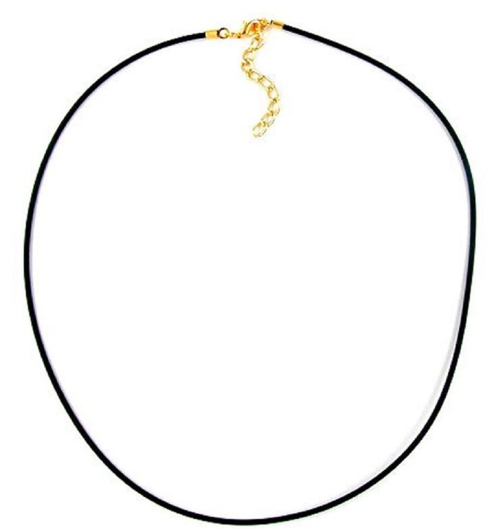 unbespielt Collier Vollgummikette 2 mm Naturkautschuk schwarz Verschluss goldfarbig 42 cm, Modeschmuck für Damen und Herren