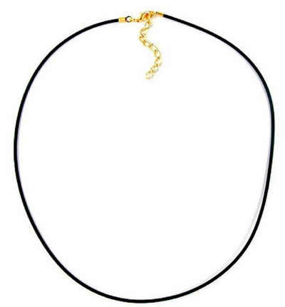 unbespielt Collier Vollgummikette 2 mm Naturkautschuk schwarz Verschluss goldfarbig 55 cm, Modeschmuck für Damen und Herren