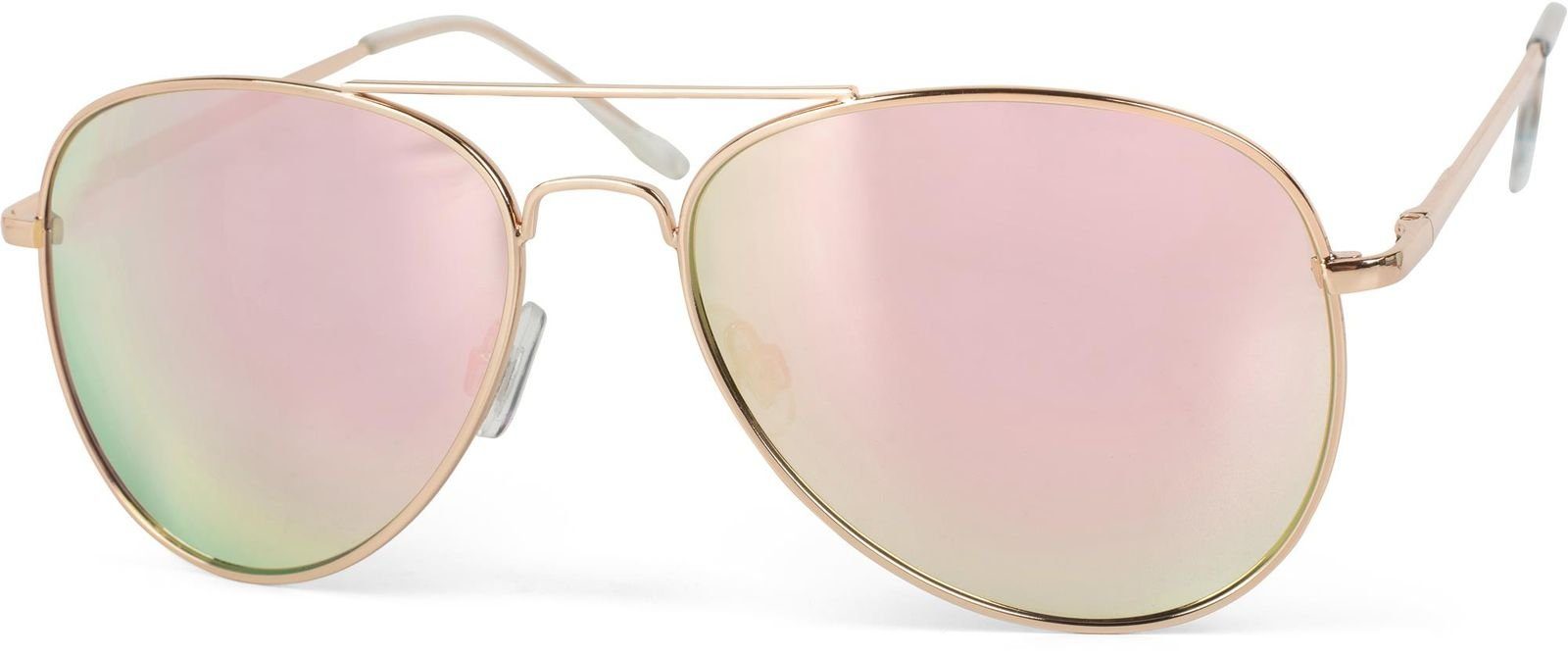 styleBREAKER Sonnenbrille (1-St) Verspiegelt Gestell Pink Gold verspiegelt Glas 