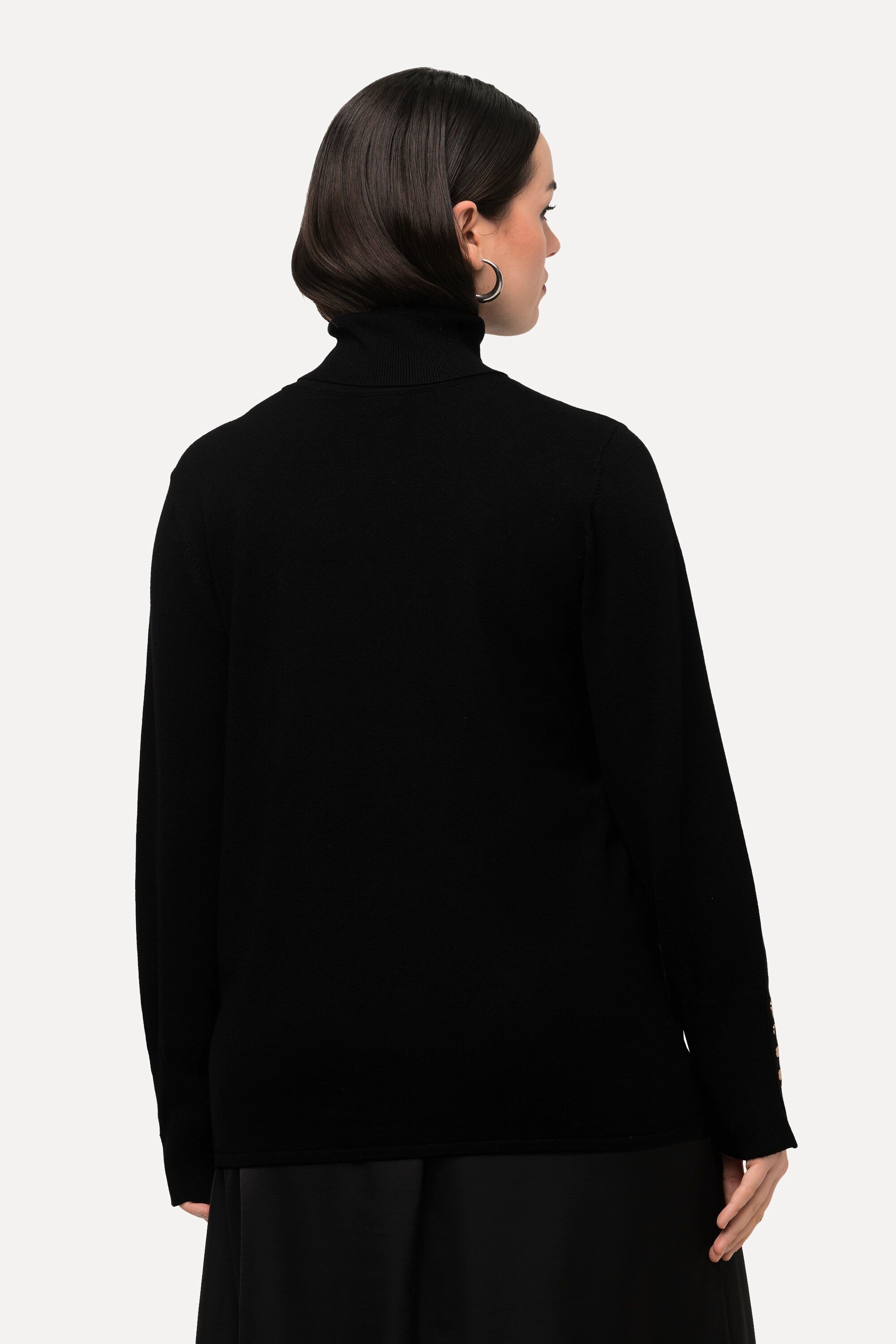 Ulla Popken Rollkragenpullover Pullover Rollkragen Zierknöpfe Langarm