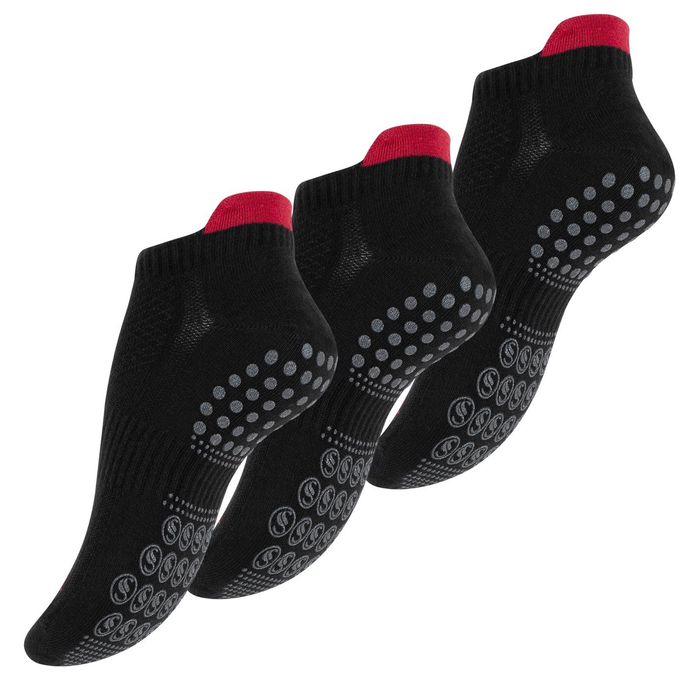 Antirutschsohle (3-Paar) Sneakersocken ABS Soul® und schwarz Pilates mit Stark - Yoga für