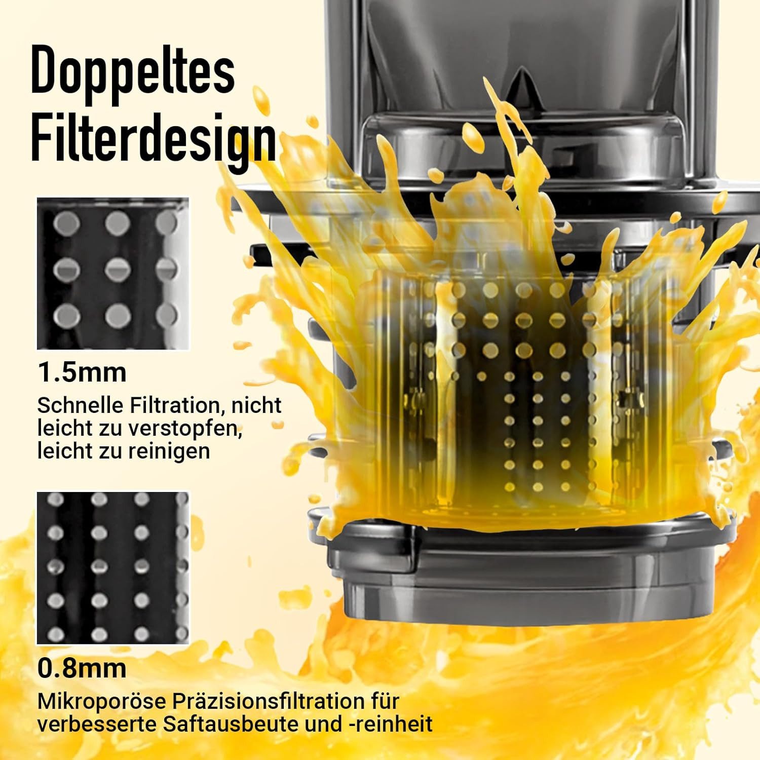 VENTRAY Slow Juicer Kleiner Ginnie Entsafter, kompakt und langsam, nährstoffreich, 100,00 W, Sicherheitsverriegelung
