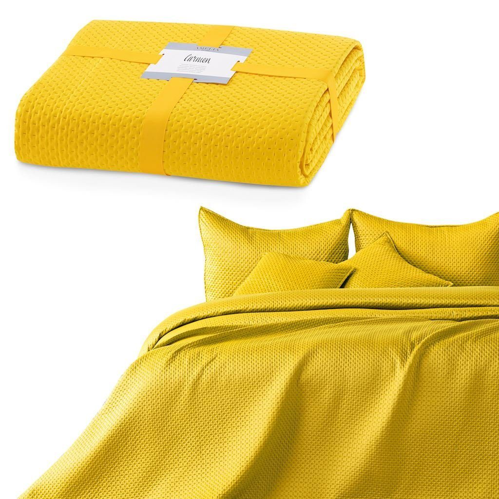 Oberfläche gelb Bettüberwurf Tagesdecke mit Satin matter AmeliaHome, honig Bettüberwurf Carmen,