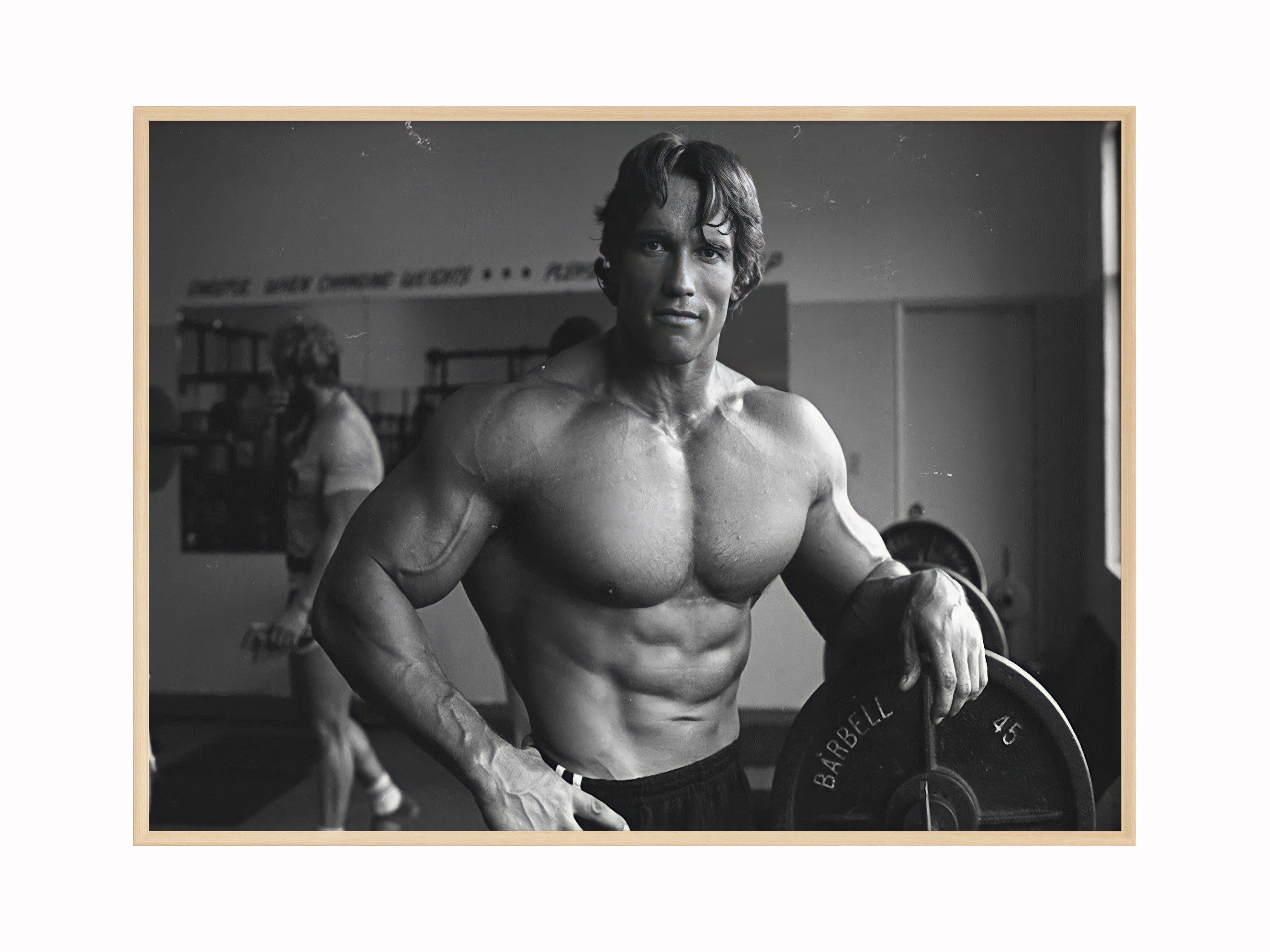 JUSTGOODMOOD Poster Premium ® Arnold Schwarzenegger · Gym · Bodybuilding · ohne Rahmen, Poster in verschiedenen Größen Verfügbar, Poster, Wandbild