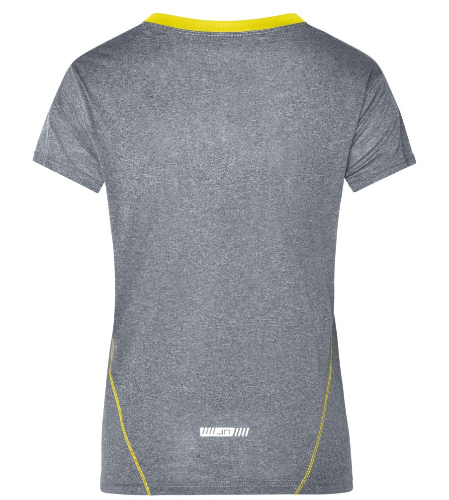 T-Shirt Nicholson Laufshirt & Running und grey-melange/lemon Kurzarm (Doppelpack, Laufshirt JN471 Doppelpack Damen James Atmungsaktiv 2 Feuchtigkeitsregulierend Stück)