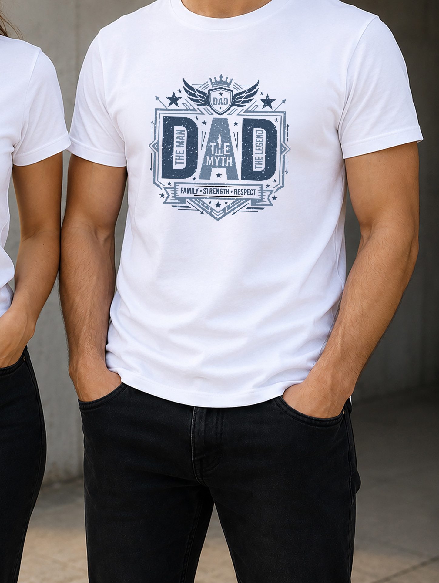 MyDesign24 T-Shirt Dad - The Myth the legend Vatertag T-Shirt weiss kurzarm Regular Fit i838
