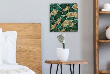 OneMillionCanvasses® Leinwandbild Abstrakter Hintergrund mit Gold und Grün, (1 St), Leinwand Bilder für Wohnzimmer Schlafzimmer