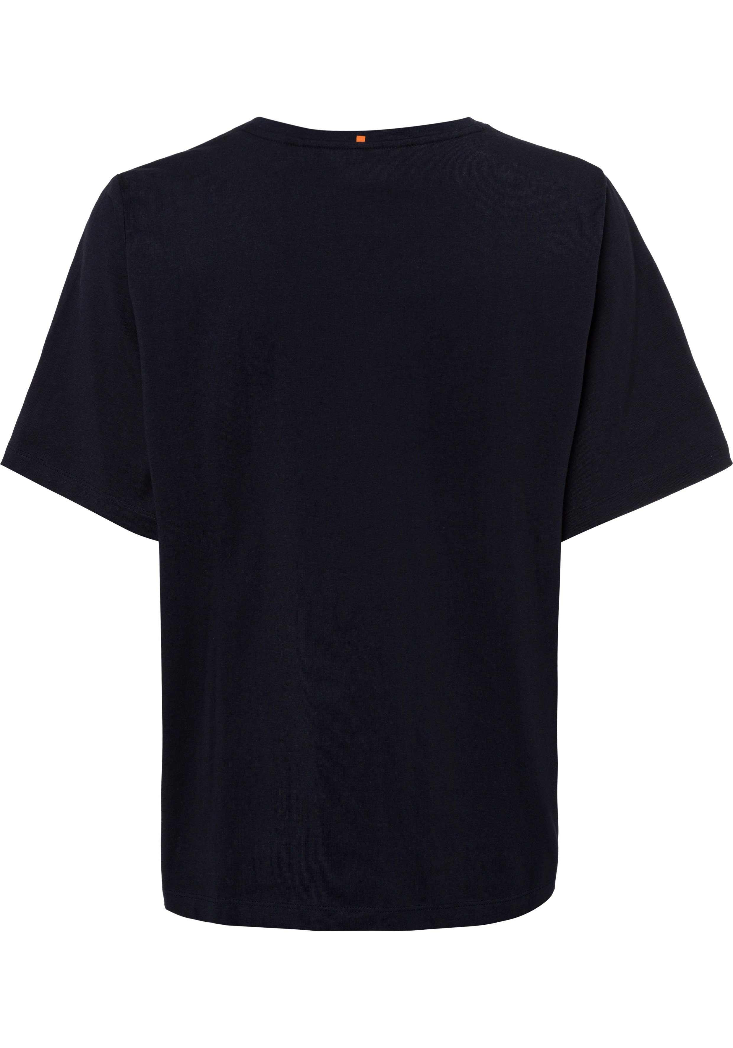 T-Shirt Ausschnitt BOSS innen BOSS-Kontrastband am ORANGE mit navy