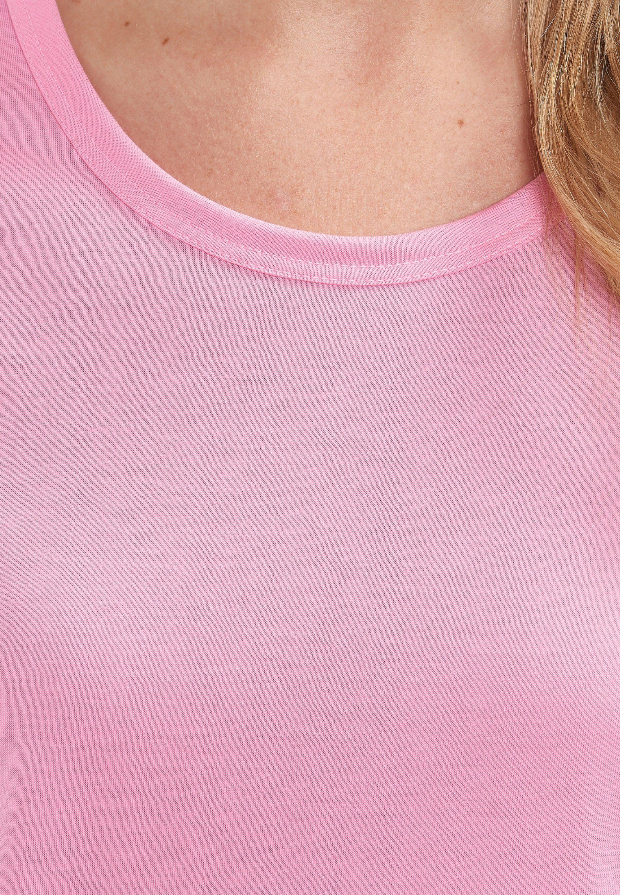 Rösch Pyjamaoberteil Basic (1-tlg) Schlafanzug kurzarm Aurora - - verarbeitet Hochwertig Pink Shirt Baumwolle
