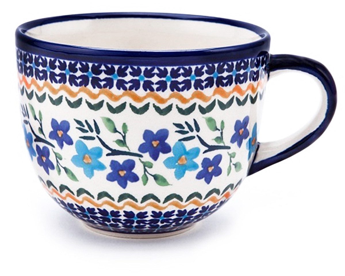 Bunzlauer Keramik Cappuccinotasse große runde 350ml Tee-& Milchkaffeetasse, Becher, Ø10 cm, Dekor 1154a, Keramik