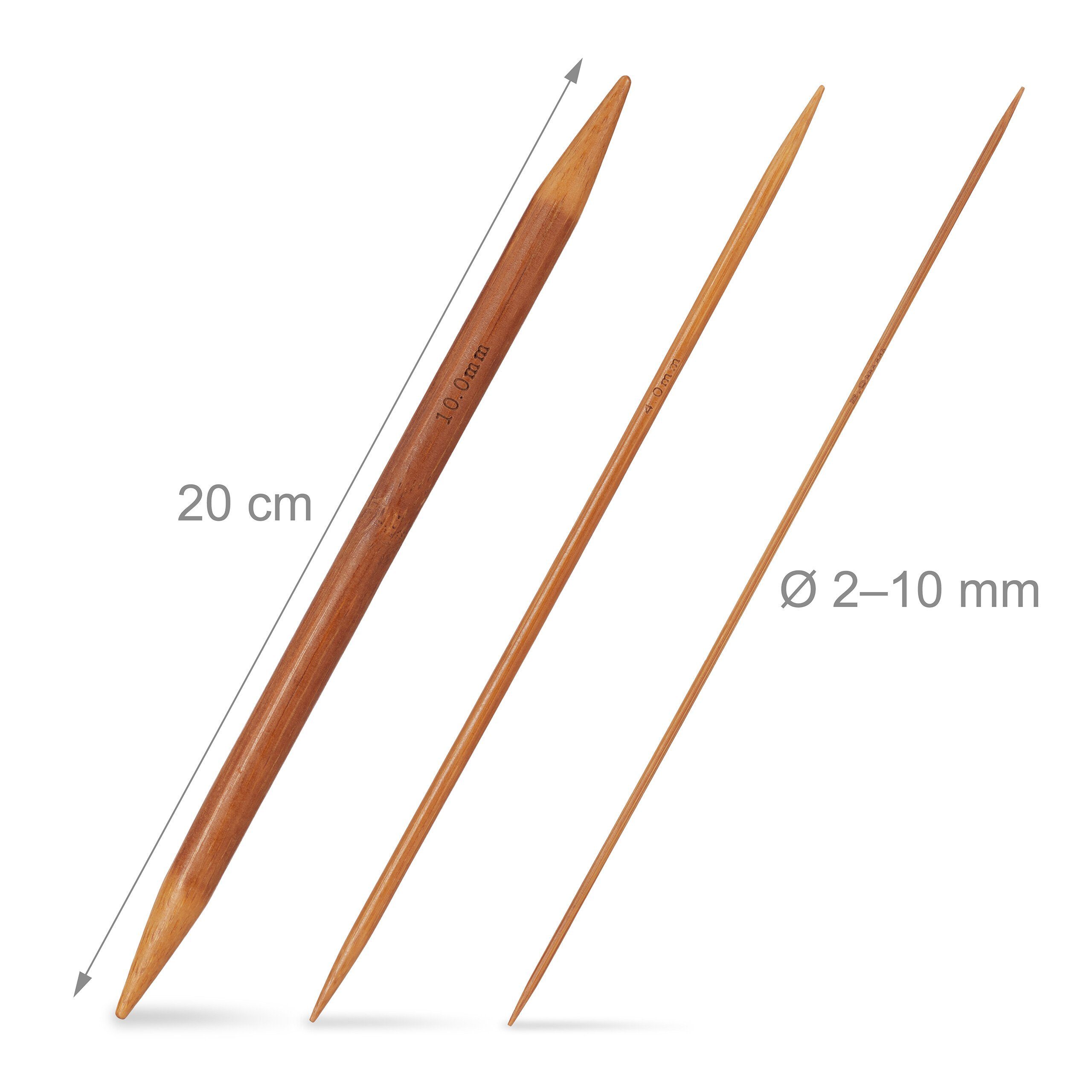 relaxdays Kreativset 75-tlg. Nadelspiel aus Bambus mit Tasche