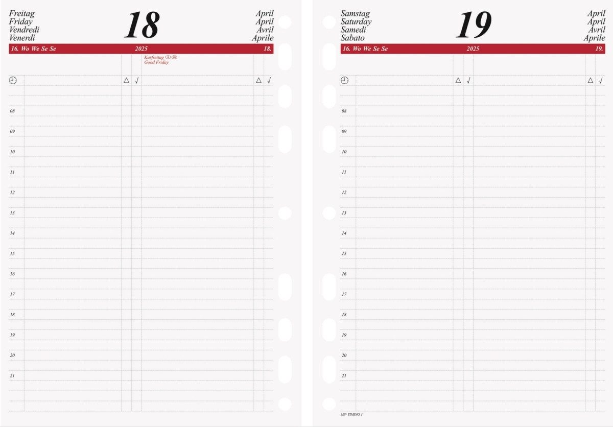 rido ide Terminplaner Tageskalendarium 1 Tag/Seite, 1 Seite Wochenplanung vor jeder Woche 14