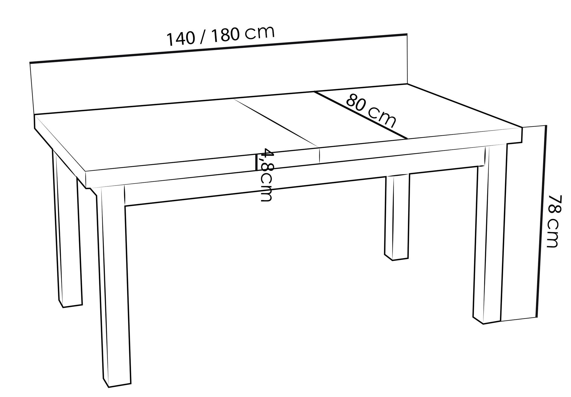 WFL GROUP Esstisch Gemini ausziehbar rechteckig modern mit schwarzen Holzbeinen (MADE IN EU, 5 Gr. – 120/140/160/170/200 cm ausziehbar auf 160/180/210/250/300 cm), platzsparender Tisch in Holzoptik für Küche, Esszimmer oder Wohnzimmer