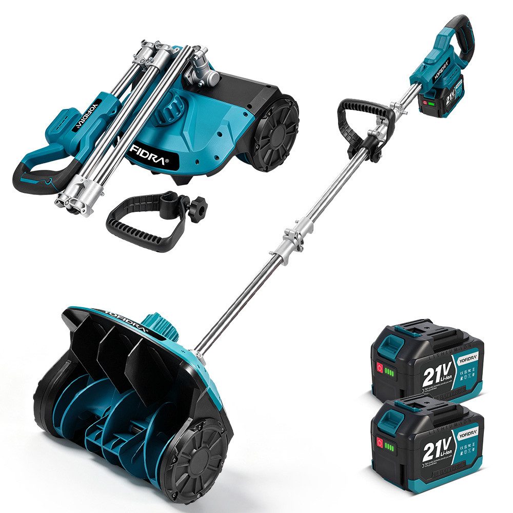 Yofidra Akku-Schneefräse 800W Elektro Schneeschaufel Schneeschieber bürstenloser Motor, 35,5 cm Arbeitsbreite, (2 × 21V 4,0Ah Akkus und 1 × EU-Ladegerät), Kabellose Schneeräumung, 23.000 U/min, 8m Wurfweite