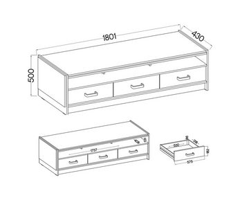 Küchen-Preisbombe Kommode Karia 180 cm TV Board Schrankwand Esszimmer Eiche Artisan + Schwarz