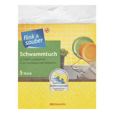 flink & sauber Spültuch, (5-tlg), Schwammtücher