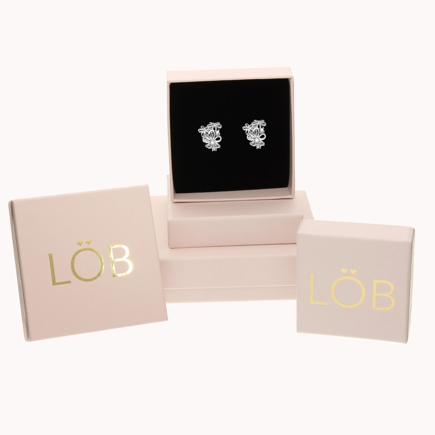 LÖB Ohrklemme Silber Ohrklemme Blumen Zirkonia Ear Cuff Fake Ohr Piercing Ring Hoop (Geschenke für Frauen Damen Beste Freundin Mutter Mama Ehefrau Oma sie zum Geburtstag Schmuck Sommer, Inkl. Schmuckbox), Ohrmanschette Set Helix Ohrpiercing Tribal Clip On Ohrringe Klemmring