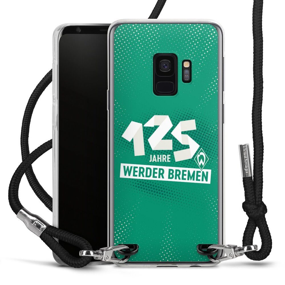 DeinDesign Handyhülle 125 Jahre Werder Bremen Offizielles Lizenzprodukt, Samsung Galaxy S9 Handykette Hülle mit Band Case zum Umhängen