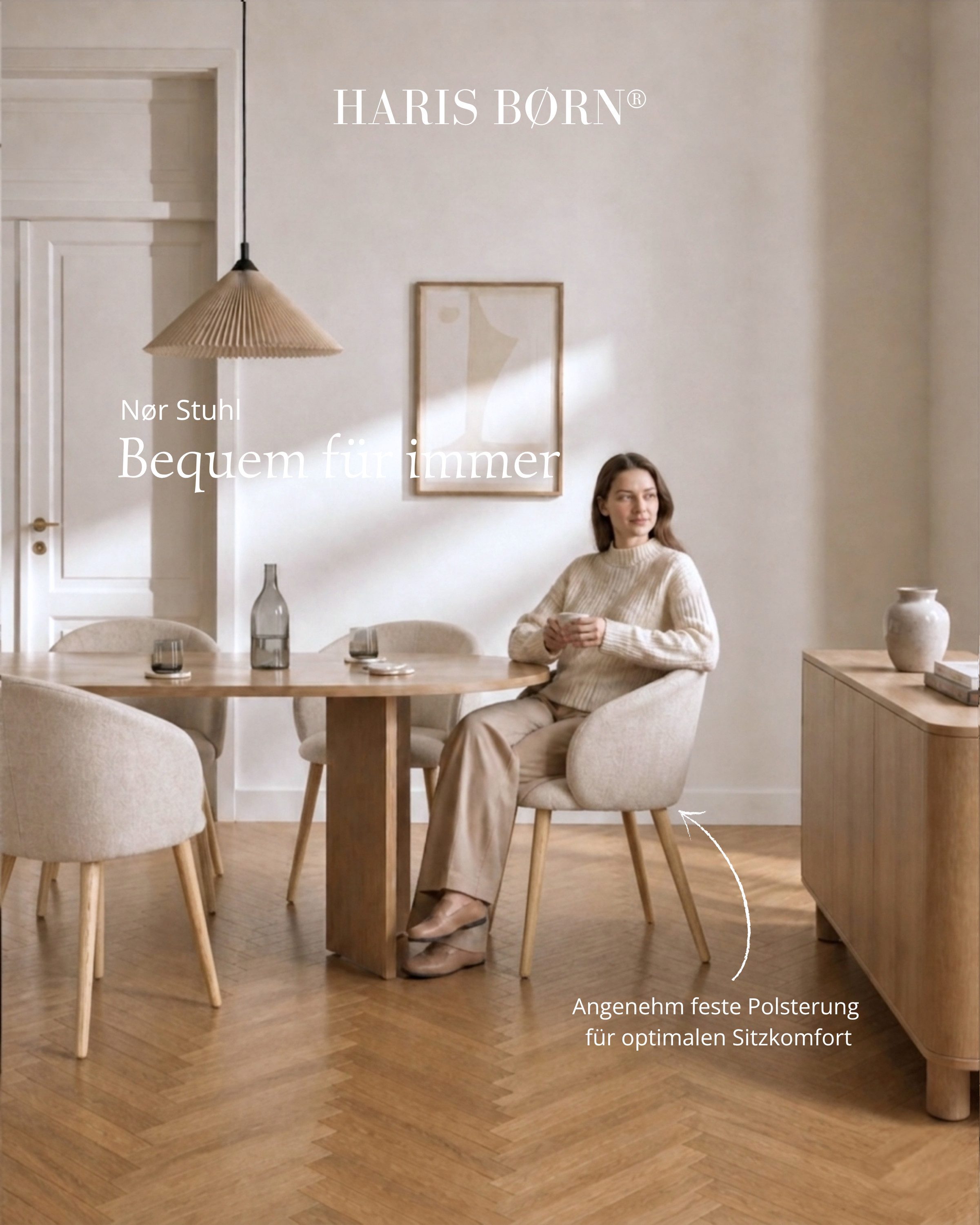 Haris Børn Esszimmerstuhl mit Armlehnen - Hochwertige Polsterstühle für Esszimmer (Set, 4 St), Premium Esszimmer Stühle & Wohnzimmer Stühle