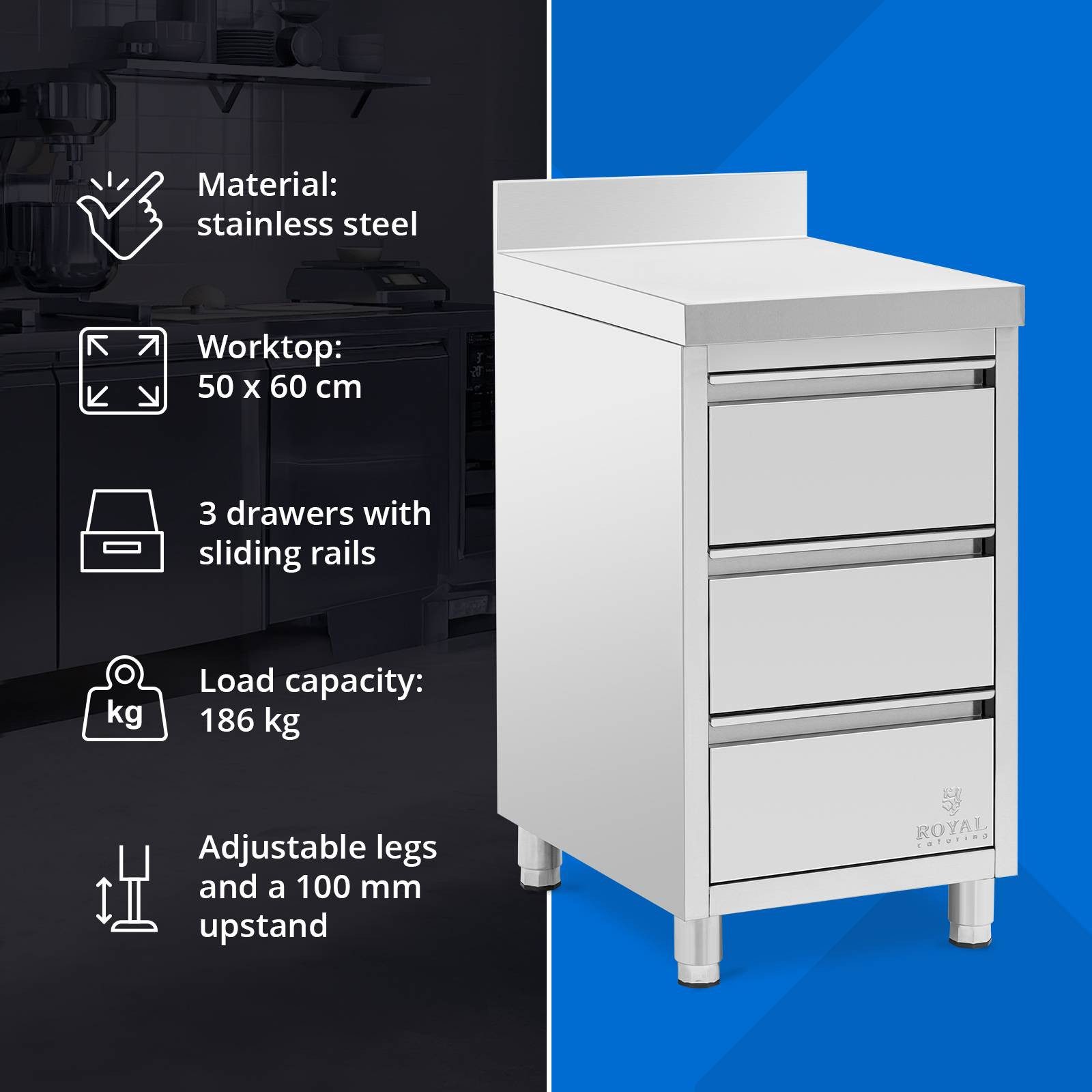 Royal Catering Vorratsschrank Edelstahl-Arbeitsschrank 50 x günstig online kaufen