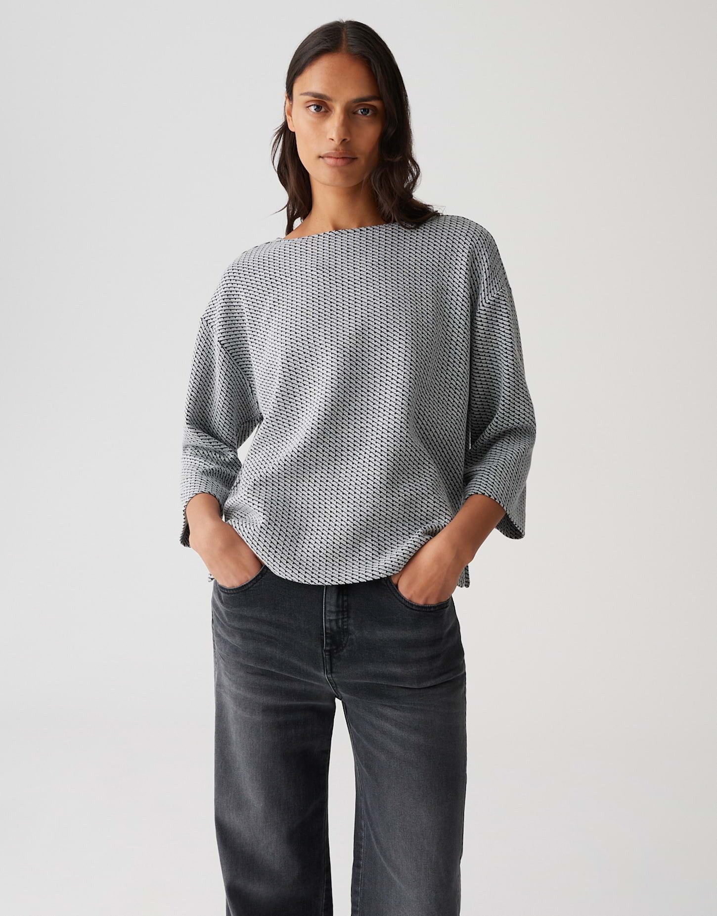 OPUS Sweatshirt GOMAN mit graphischem Muster schmal zulaufend, langer Flede günstig online kaufen