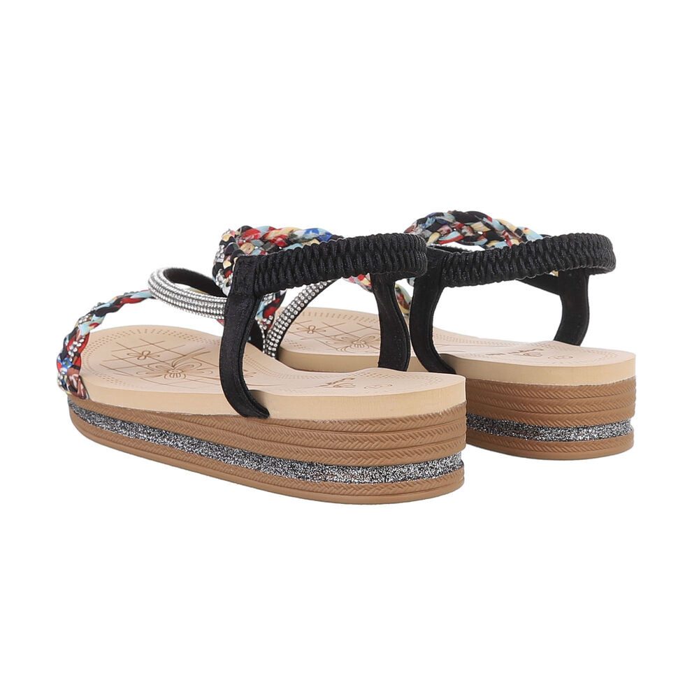 Ital-Design Damen Freizeit Riemchensandalette (86017038) Keilabsatz/Wedge Keilsandaletten in Schwarz – Bild 3 von 4