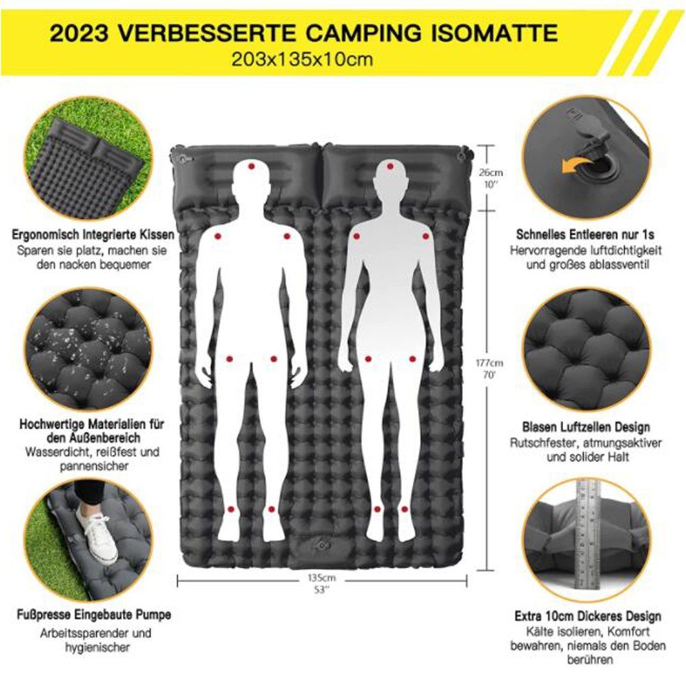 Camping Personen Isomatte GelldG Ultraleicht 2 Isomatte Doppel grau Isomatte für