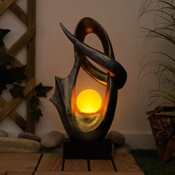 Globo Gartenleuchte, LED Solarlampe Gartendeko Skulptur mit Flammeneffekt