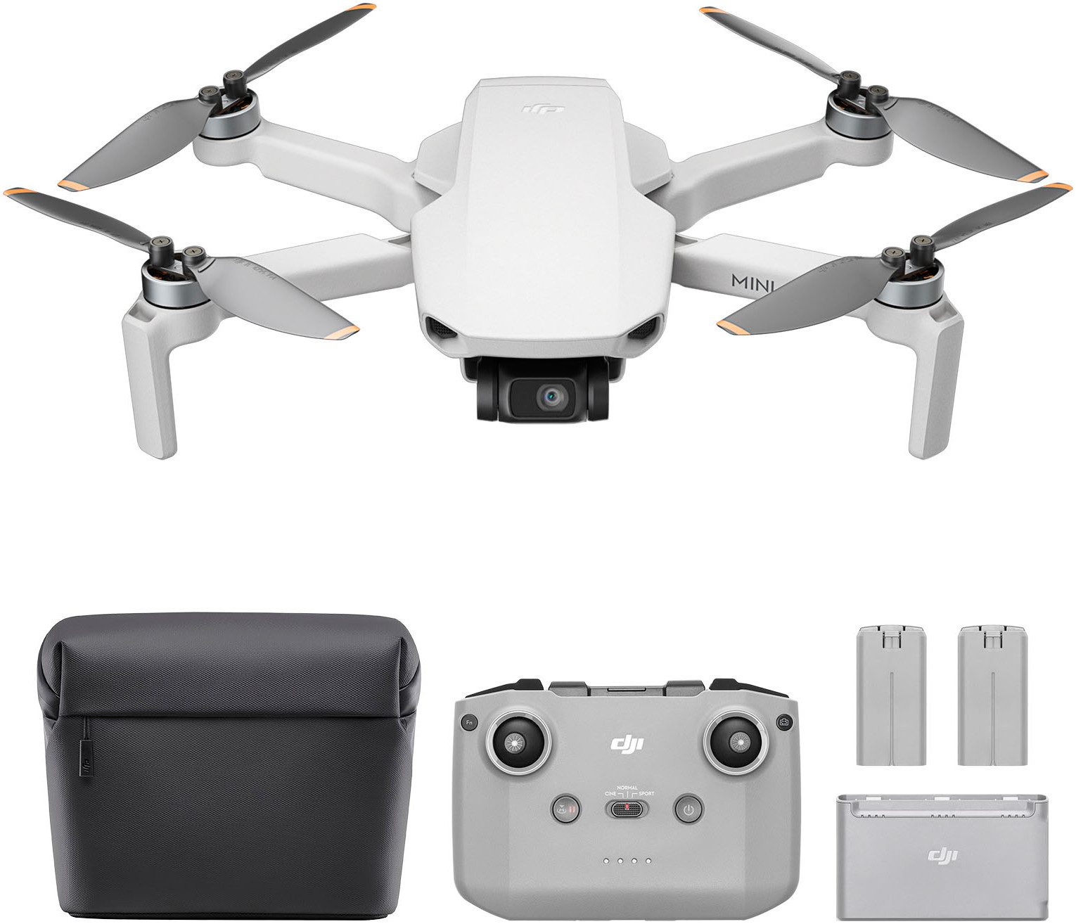DJI Mini 4K Fly More Combo Drohne (4K Ultra HD, DJI RC-N1C Fernsteuerung, 3 Akkus, Ladestation und Umhängetasche)