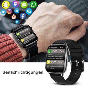 Deunis Smartwatch (1,90 Zoll, Android iOS), Fitness Tracker mit Telefonfunktion Schlafmonitor SpO2 Schrittzähler