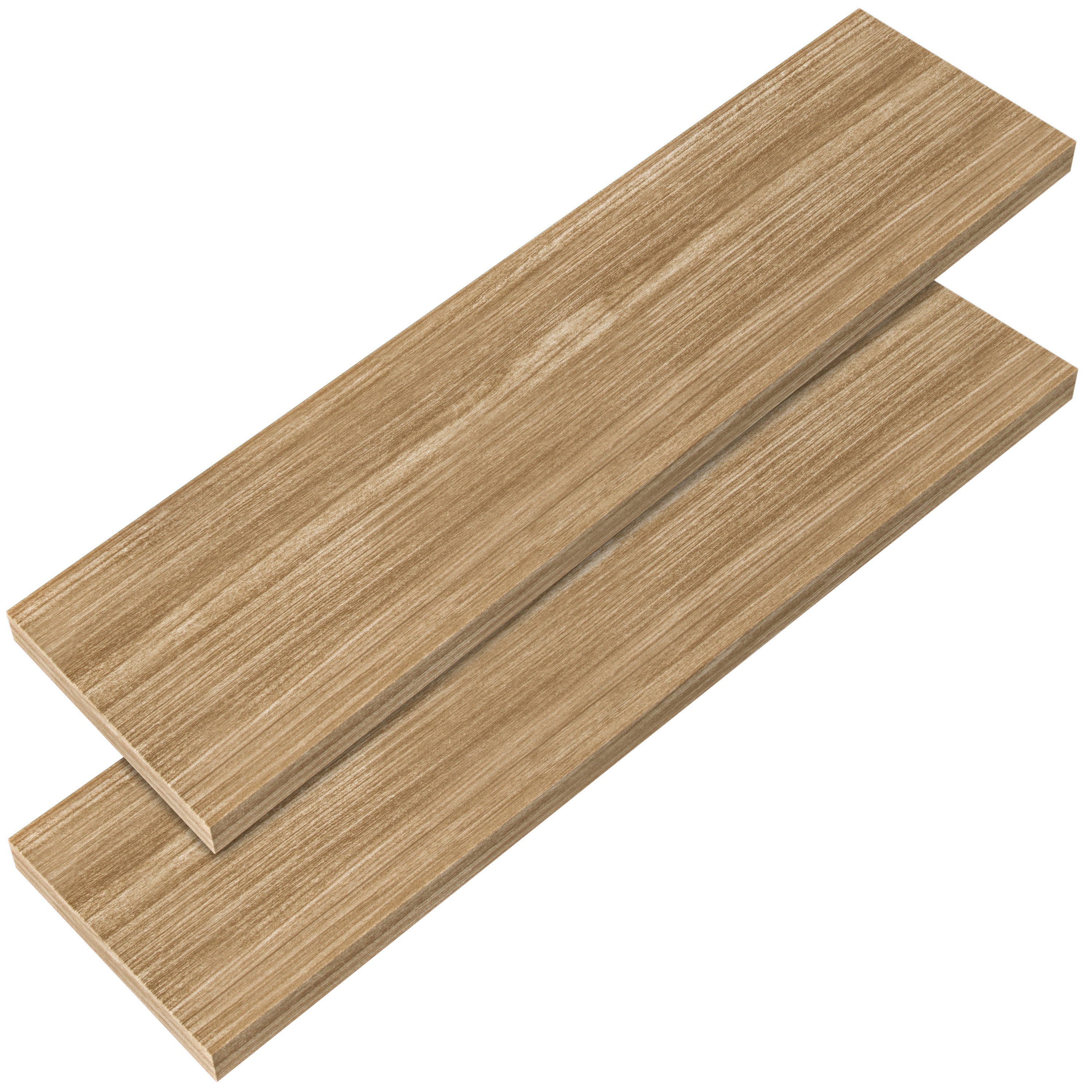 Casaria Wandregal, Eiche Hängeregal mit Halterung 15kg Tragkraft Wohnzimmer Flur 90cm