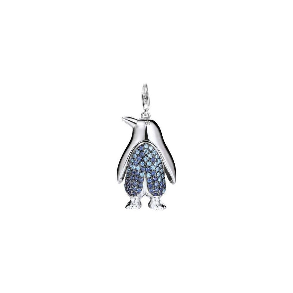 Esprit Charm-Einhänger Anhänger 925er Sterlingsilber Silber Zirkonia ESCH90976B000, aus 925er Sterling-Silber, Pinguin, Karabiner, Silber, Zirkonia