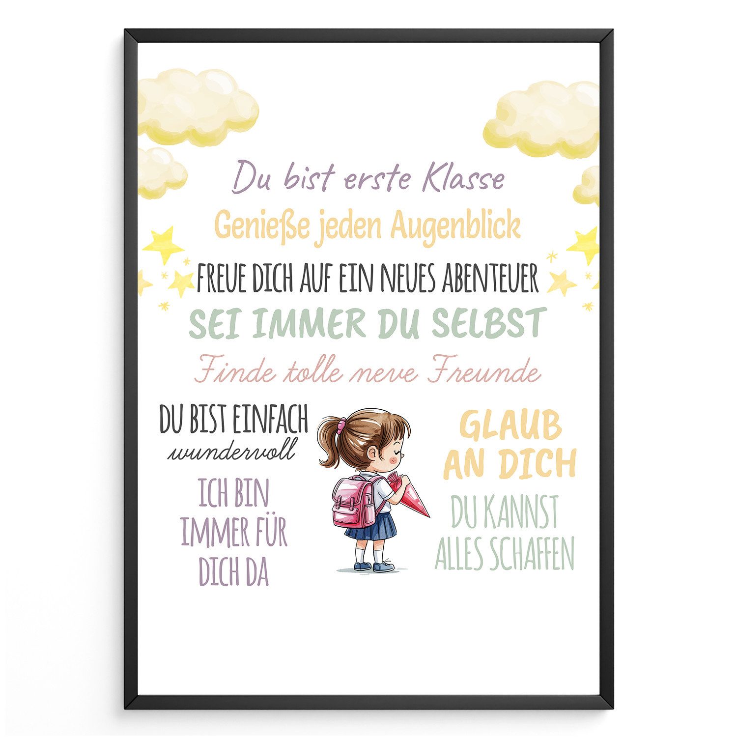 Tigerlino Poster Einschulung Geschenk Mädchen Schulanfang Schultüte Schulanfänger