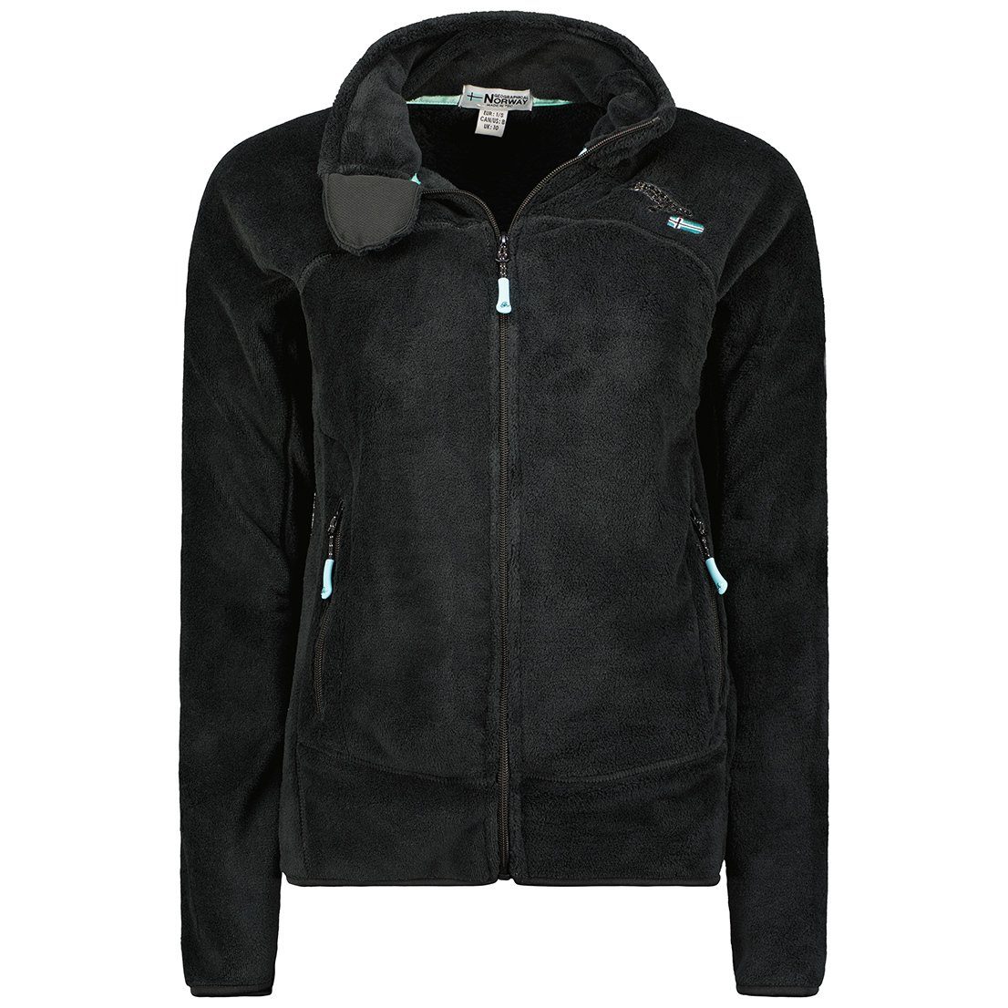 Schwarz LADY Norway / QUES Black Fleecejacke Turquoise Geographical -